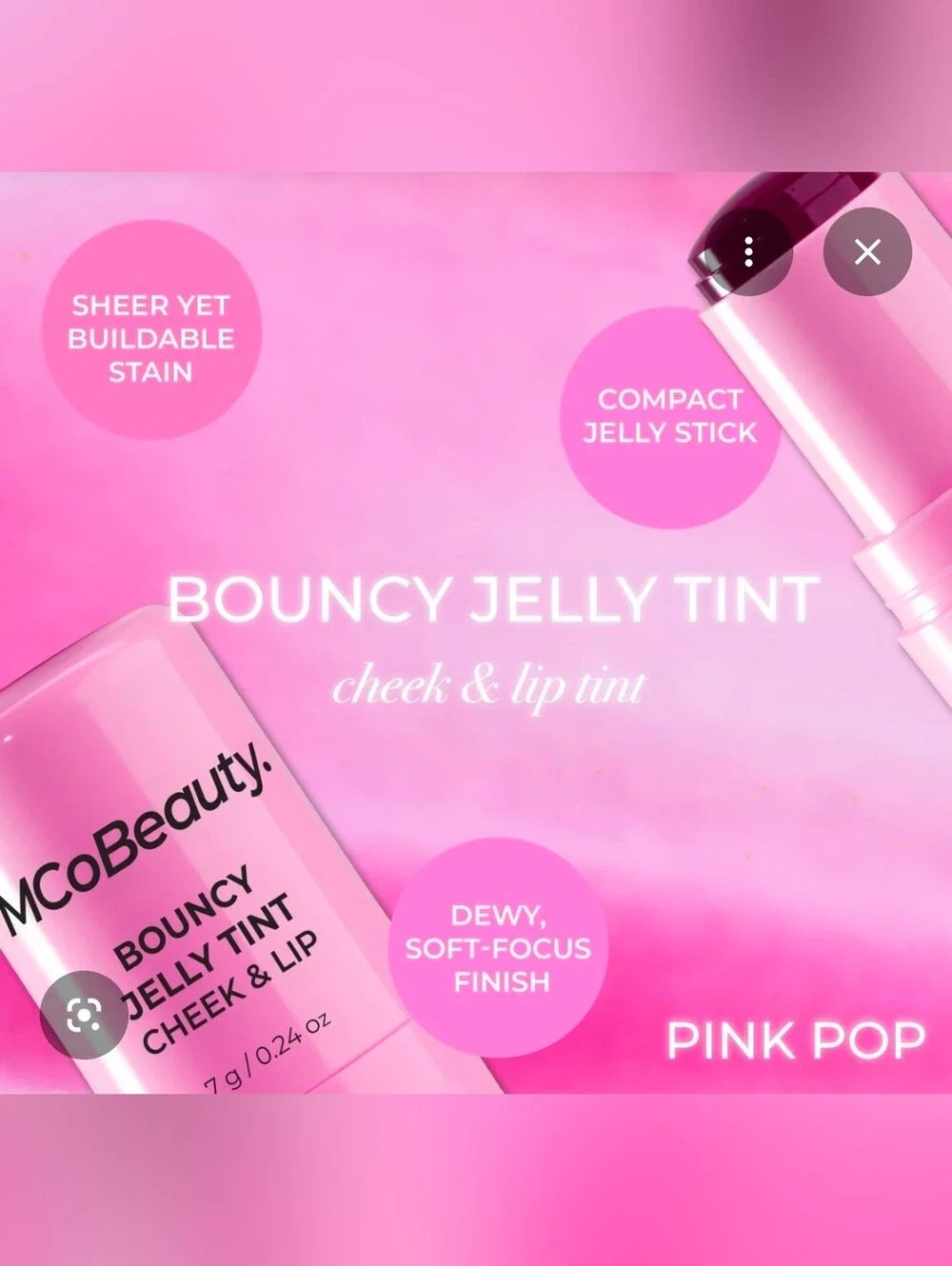MCo Beauty Bouncy Jelly Tint Cheek & Lip In Pink Pop 0.24oz BNIB